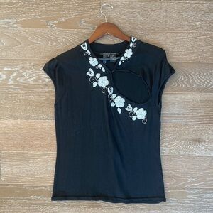 Michelle Nicole Short Sleeved Beaded Top | Black | M